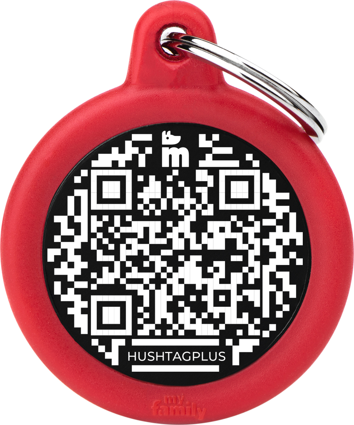 Hush pyöreä QR 31x38mm punainen MyFamily - Nimi- ja kaiverruslaatat - 058822 - 1