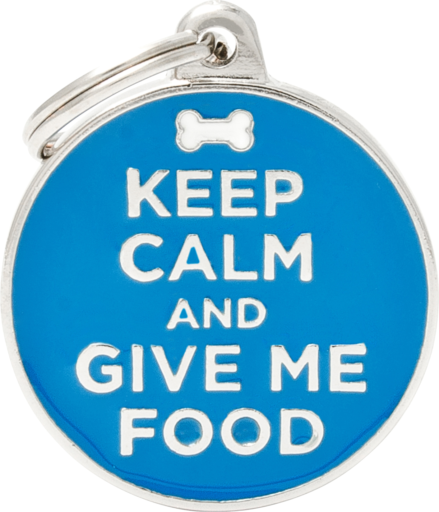 Charms Keep calm and give me food sininen MyFamily - Nimi- ja kaiverruslaatat - 058324 - 1