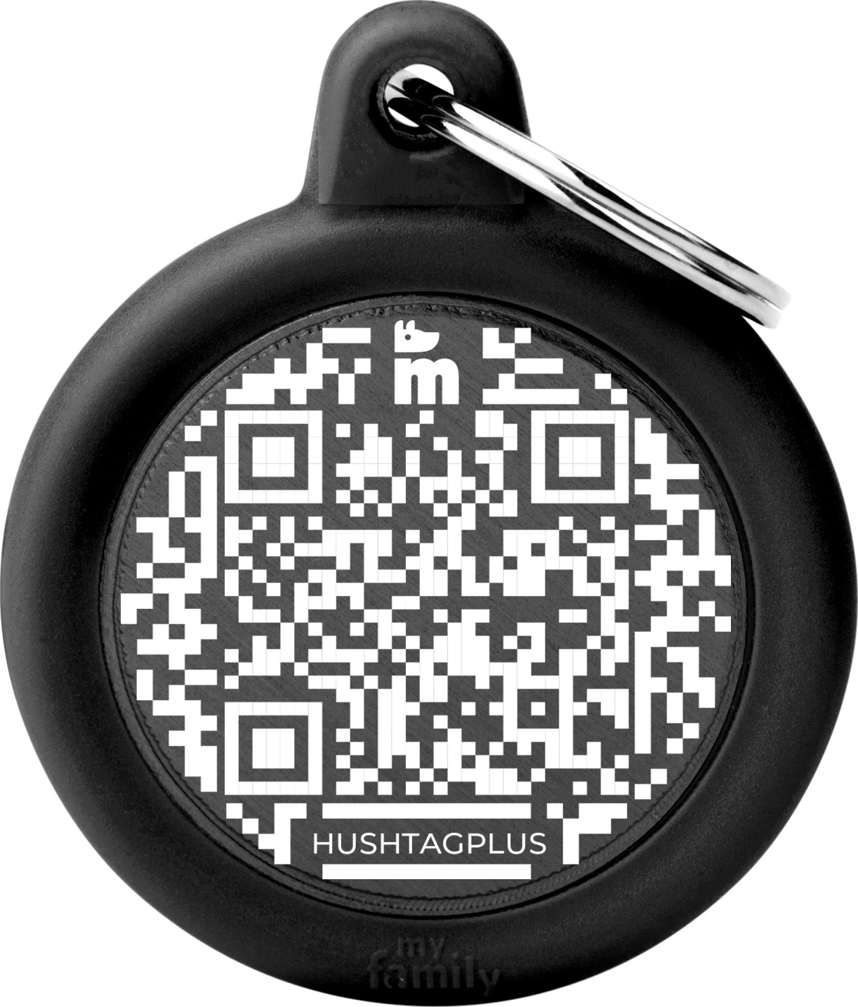 Hush pyöreä QR 31x38mm musta MyFamily - Nimi- ja kaiverruslaatat - 058820 - 1