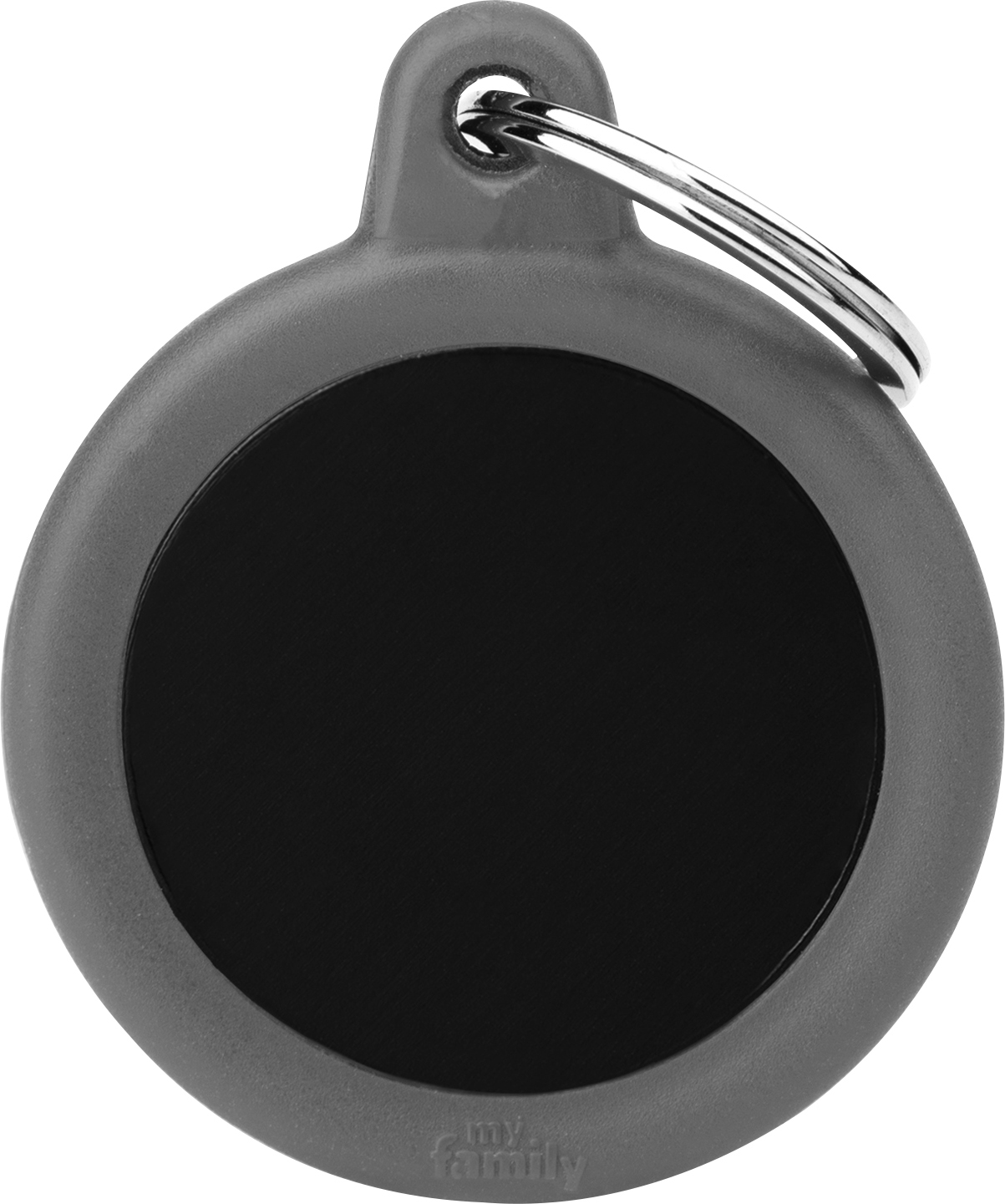 Hush pyöreä 31x38mm musta-harmaa MyFamily - Nimi- ja kaiverruslaatat - 058813 - 1