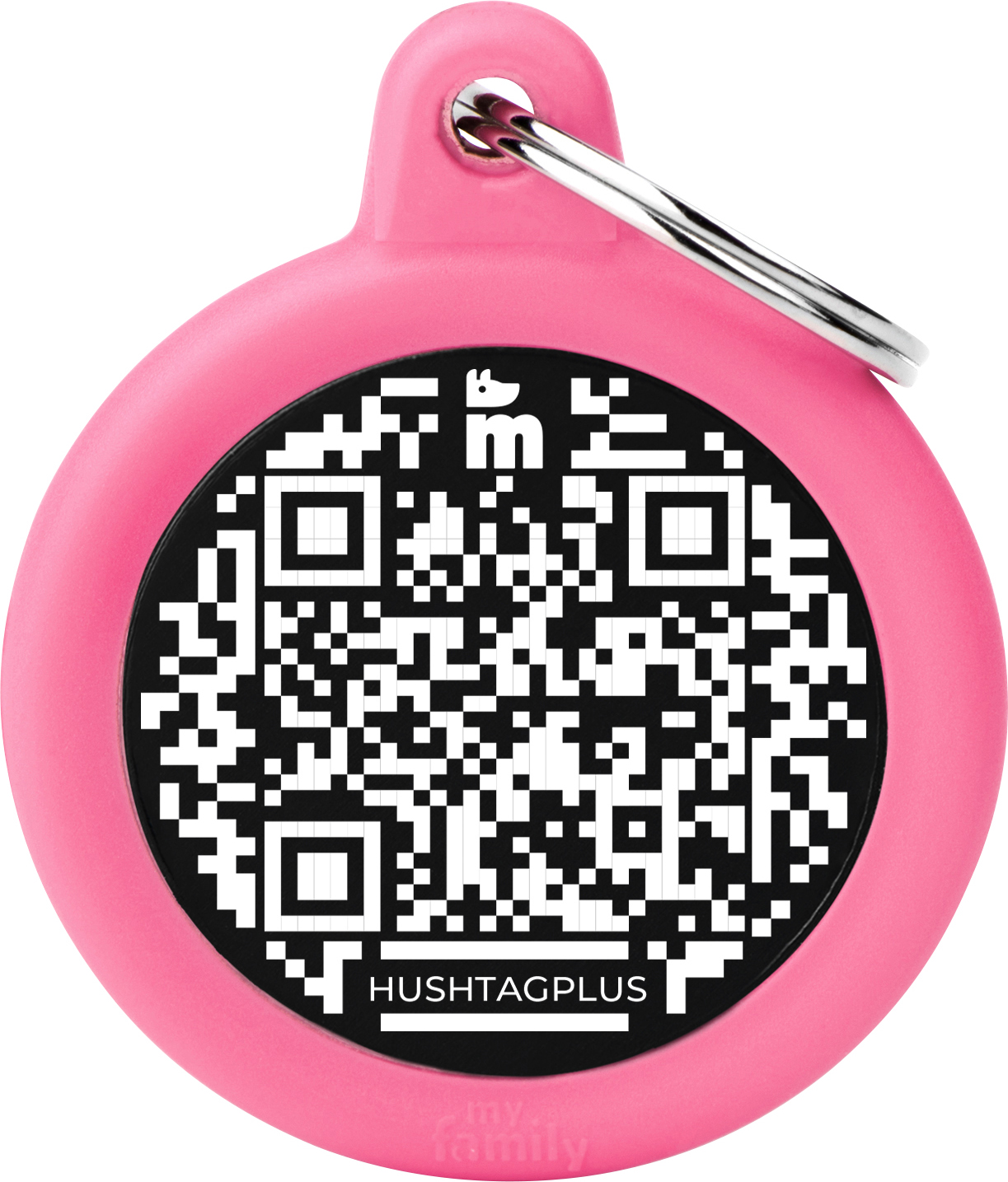 Hush pyöreä QR 31x38mm pinkki MyFamily - Nimi- ja kaiverruslaatat - 058819 - 1