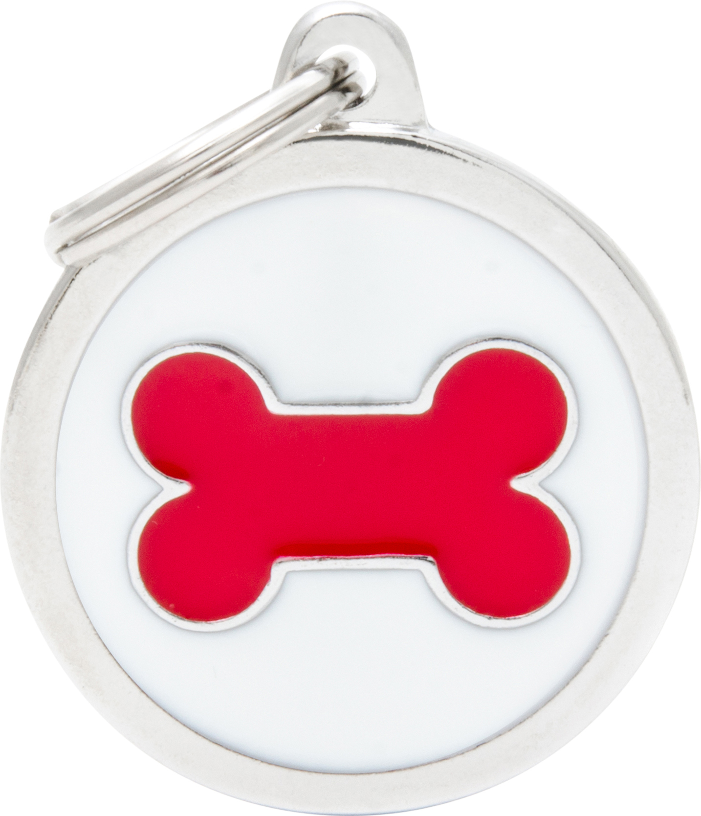 Charms pyöreä luu L valko-punainen MyFamily - Nimi- ja kaiverruslaatat - 058332 - 1